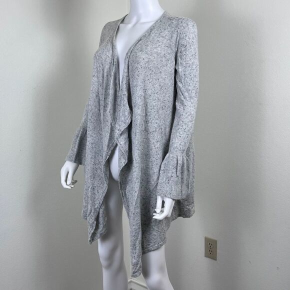 Moth Lyra Women Size S Wool Cashmere Speckled Gray Bell Sleeve Cardigan Sweater - Picture 14 of 16